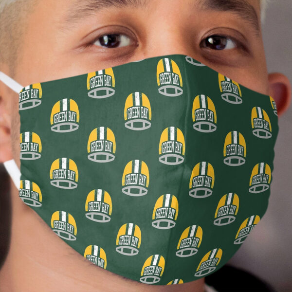 Green Bay Retro Helmet - Green Cloth Face Mask