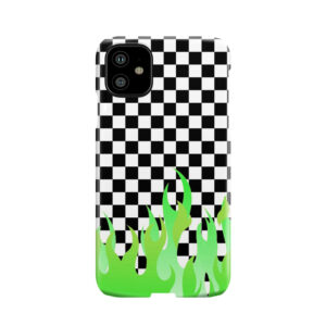 Green Flames Checkerboard Phone Case