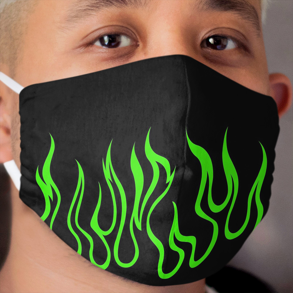 Green Flames Cloth Face Mask