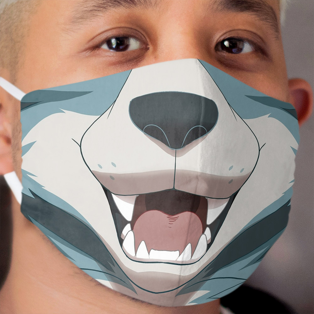 Grey Wolf Mouth Cloth Face Mask