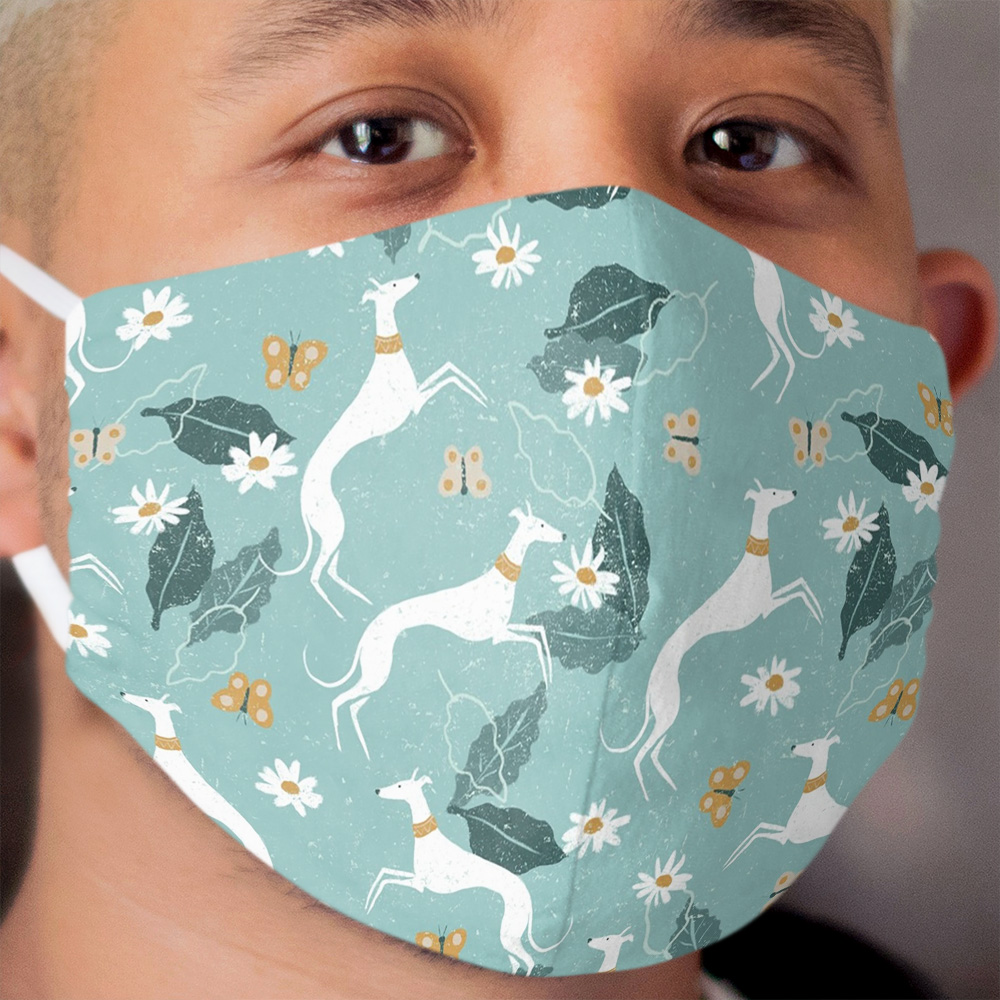 Greyhound and Butterfly Cloth Face Mask