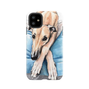 Greyhound On Blue Bed Tough Phone Case