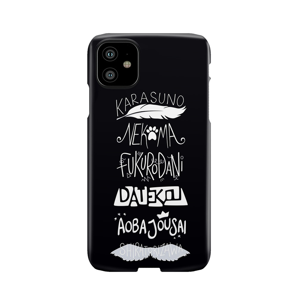 Haikyuu!! Teams - White On Black Phone Case