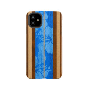 Haleiwa Hawaiian Faux Koa Wood Surfboard - Ocean Blue Tough Phone Case