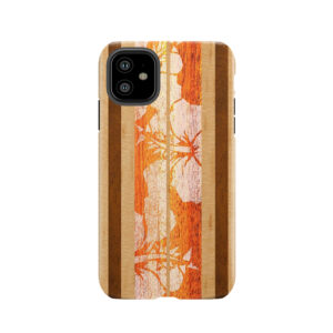 Haleiwa Hawaiian Faux Maple Wood Surfboard - Orange Tough Phone Case