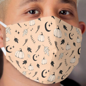 Halloween, pumpkin, moon, stars and leaf Cloth Face Mask