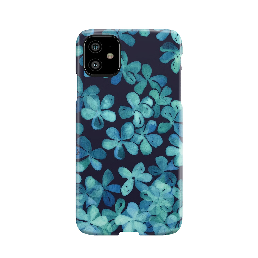 Hand Painted Floral Pattern In Teal & Navy Blue Phone Case