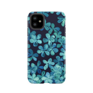 Hand Painted Floral Pattern In Teal & Navy Blue Tough Phone Case