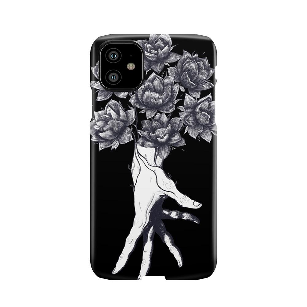 Hand With Lotuses On Black Phone Case