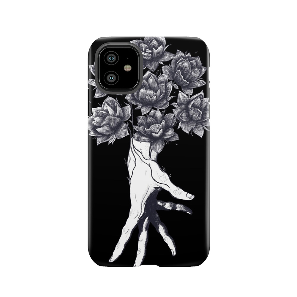 Hand With Lotuses On Black Tough Phone Case