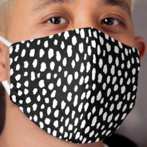 Handmade polka dot brush strokes (black and white reverse dalmatian) Cloth Face Mask