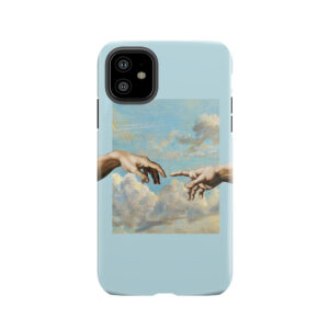 Hands Michelangelo Art Aesthetic Blue Painting Tough Phone Case