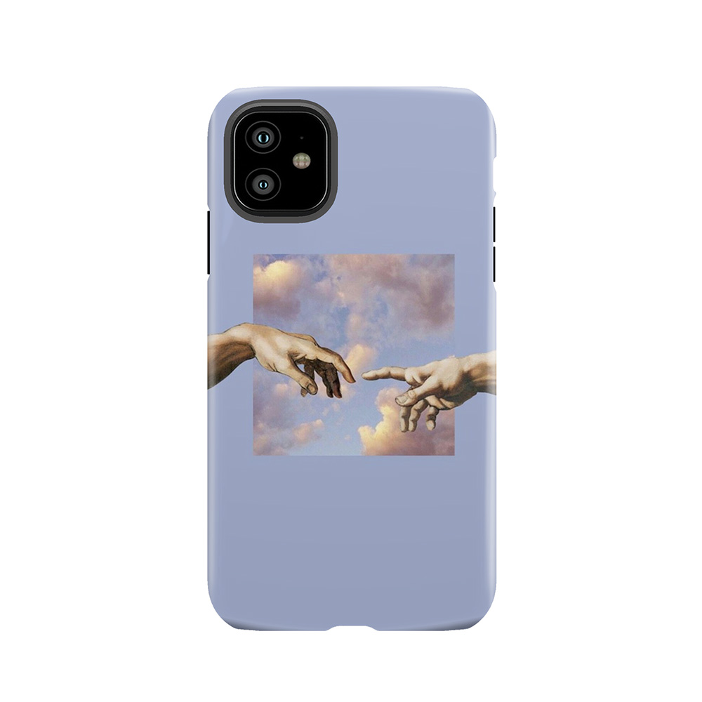 Hands Michelangelo Art Aesthetic Purple Painting Tough Phone Case
