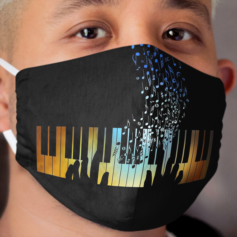 Hands Playing on Piano Keyboard Gift for Music Teacher Cloth Face Mask