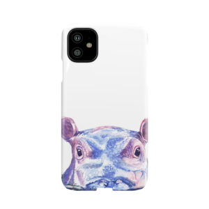 Happy Hippo Watercolor Painting Phone Case