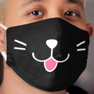 Happy Kitty Black Cloth Face Mask