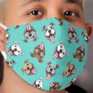 Happy Pit bulls - teal Cloth Face Mask