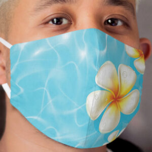 Hawaiian Plumeria Flowers Cloth Face Mask Facemask for Social Distancing Covid19 Covid-19 Coronavirus Pandemic Cloth Face Mask