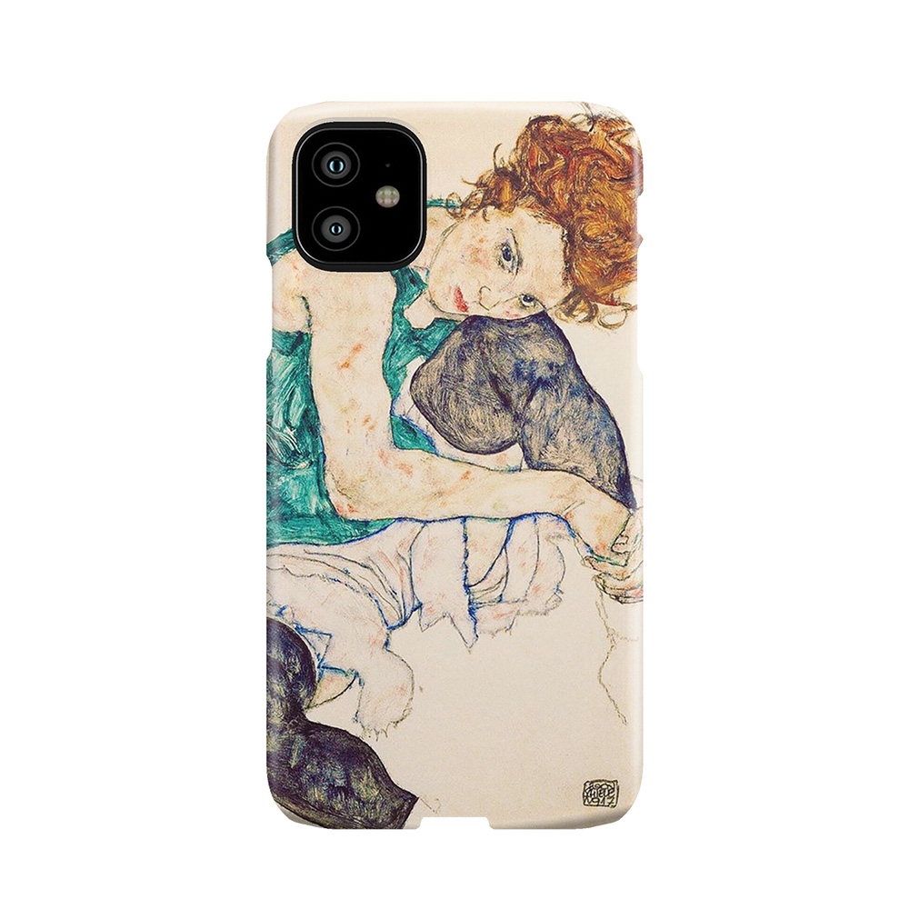 Hd Seated Woman With Legs Drawn Up , By Egon Schiele - High Definition Phone Case