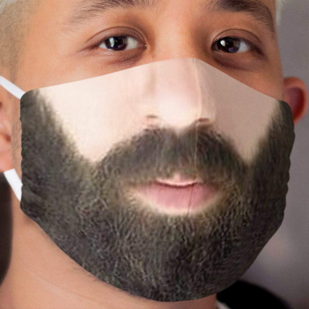 Hipster Black Beard Photo Realistic Men's Cloth Face Mask