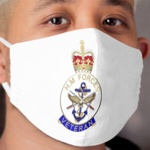 HM FORCES VETERAN BADGE. BRITISH VETERAN. Cloth Face Mask
