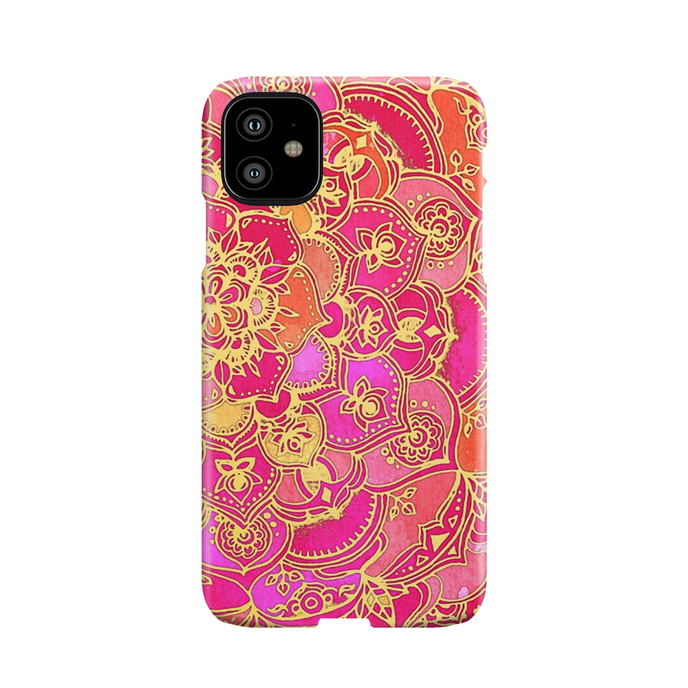 Hot Pink And Gold Baroque Floral Pattern Phone Case