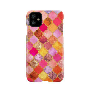 Hot Pink, Gold, Tangerine & Taupe Decorative Moroccan Tile Pattern Phone Case