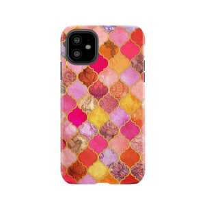 Hot Pink, Gold, Tangerine & Taupe Decorative Moroccan Tile Pattern Tough Phone Case