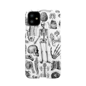 Human Anatomy White Print Phone Case