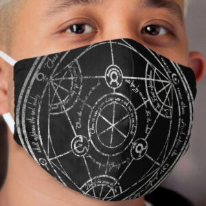 Human Transmutation Circle - silver grunge Cloth Face Mask