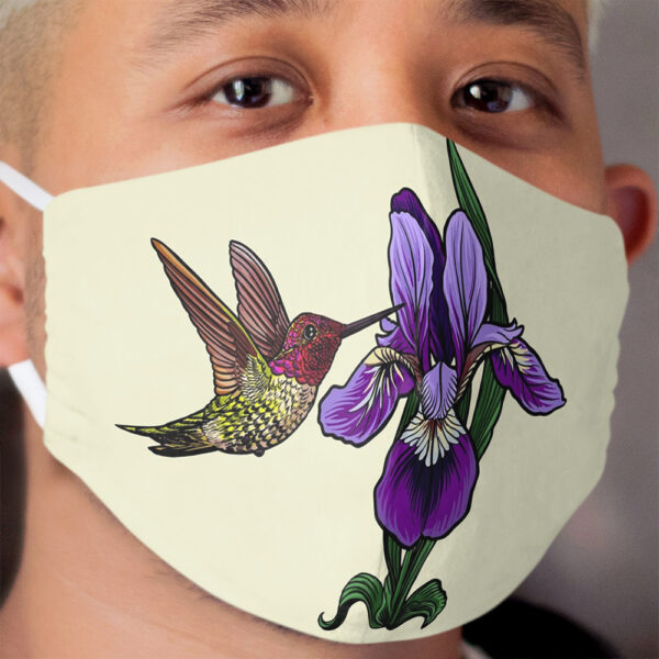 hummingbird and iris Cloth Face Mask