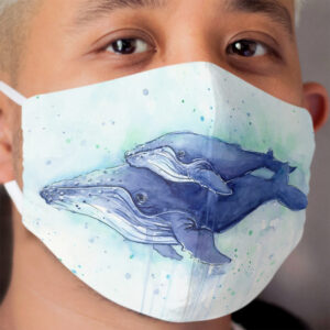 Humpback Whale Mom and Baby Painting Cloth Face Mask