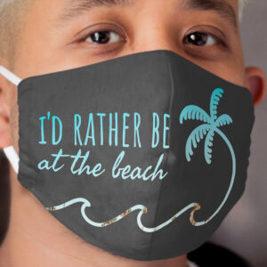 I'd Rather Be At The Beach | Wave & Palm Tree Doodle Cloth Face Mask