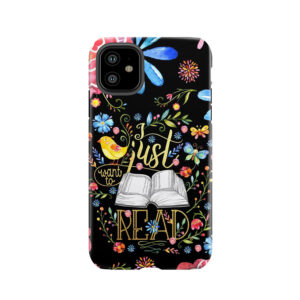 I Just Want To Read - Black Floral Tough Phone Case