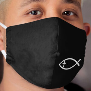 Ichthus with Cross Christian Fish Symbol Cloth Face Mask