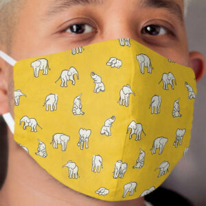 Indian Baby Elephants Yellow Pattern Cloth Face Mask