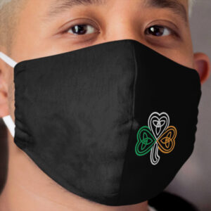 Ireland Flag Over a Celtic Knot Shamrock Cloth Face Mask