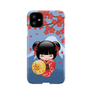 Japanese Red Sakura Kokeshi Doll Phone Case