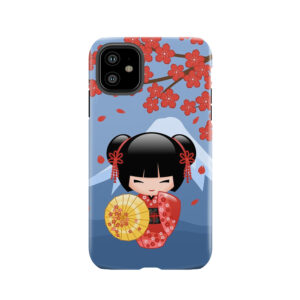 Japanese Red Sakura Kokeshi Doll Tough Phone Case