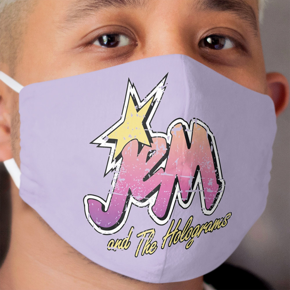 Jem and the Holograms Band Cartoon Misfits Distressed 80s Party Cloth Face Mask 2