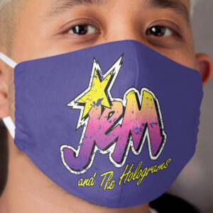 Jem and the Holograms Band Cartoon Misfits Distressed 80s Party Cloth Face Mask