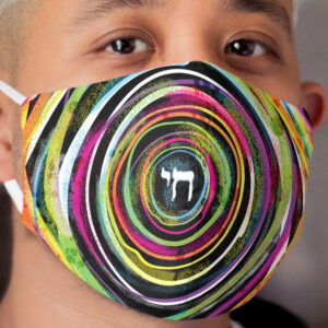 Jewish Chai Rainbow Circles Cloth Face Mask
