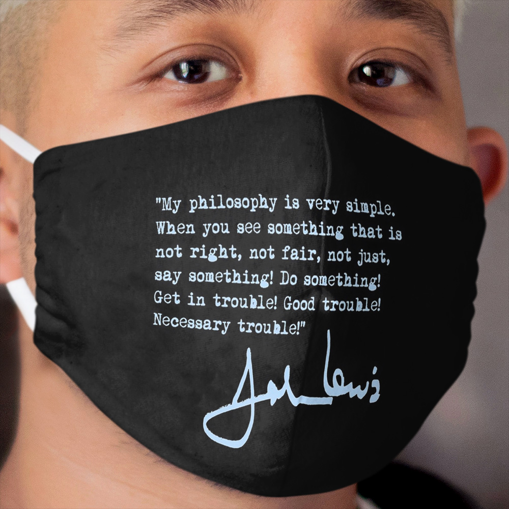 John Lewis - Good Trouble Quote - blue 1.4 Cloth Face Mask