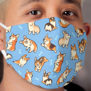 Jolly corgis in blue Cloth Face Mask