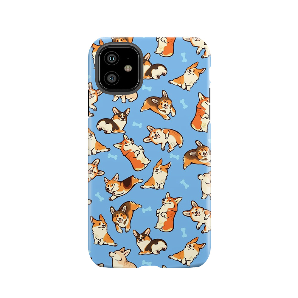 Jolly Corgis In Blue Tough Phone Case