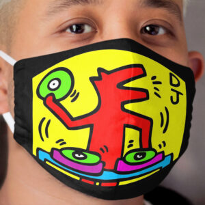 Keith Haring - DJ / 1988 / Talking Heads / Abstract / Pop Art Cloth Face Mask