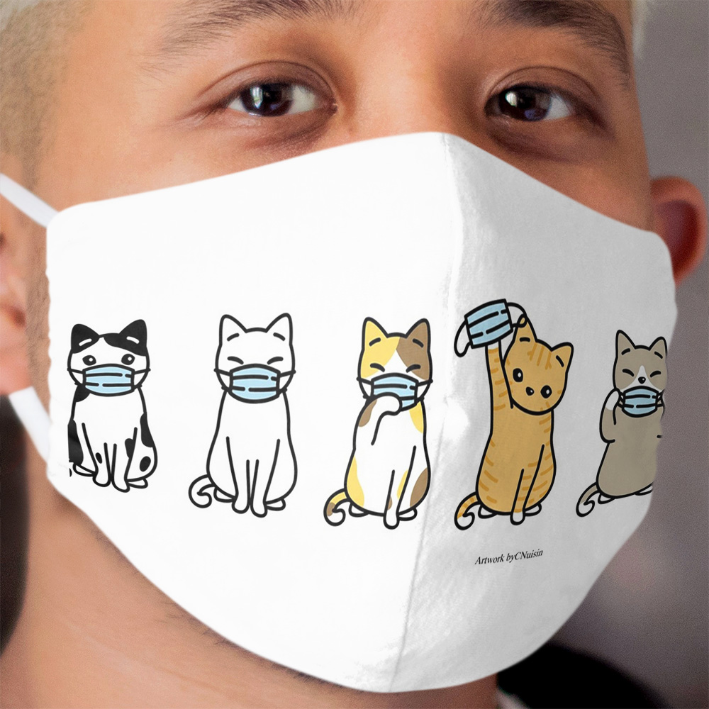 Kitties with Cloth Face Masks II Cloth Face Mask