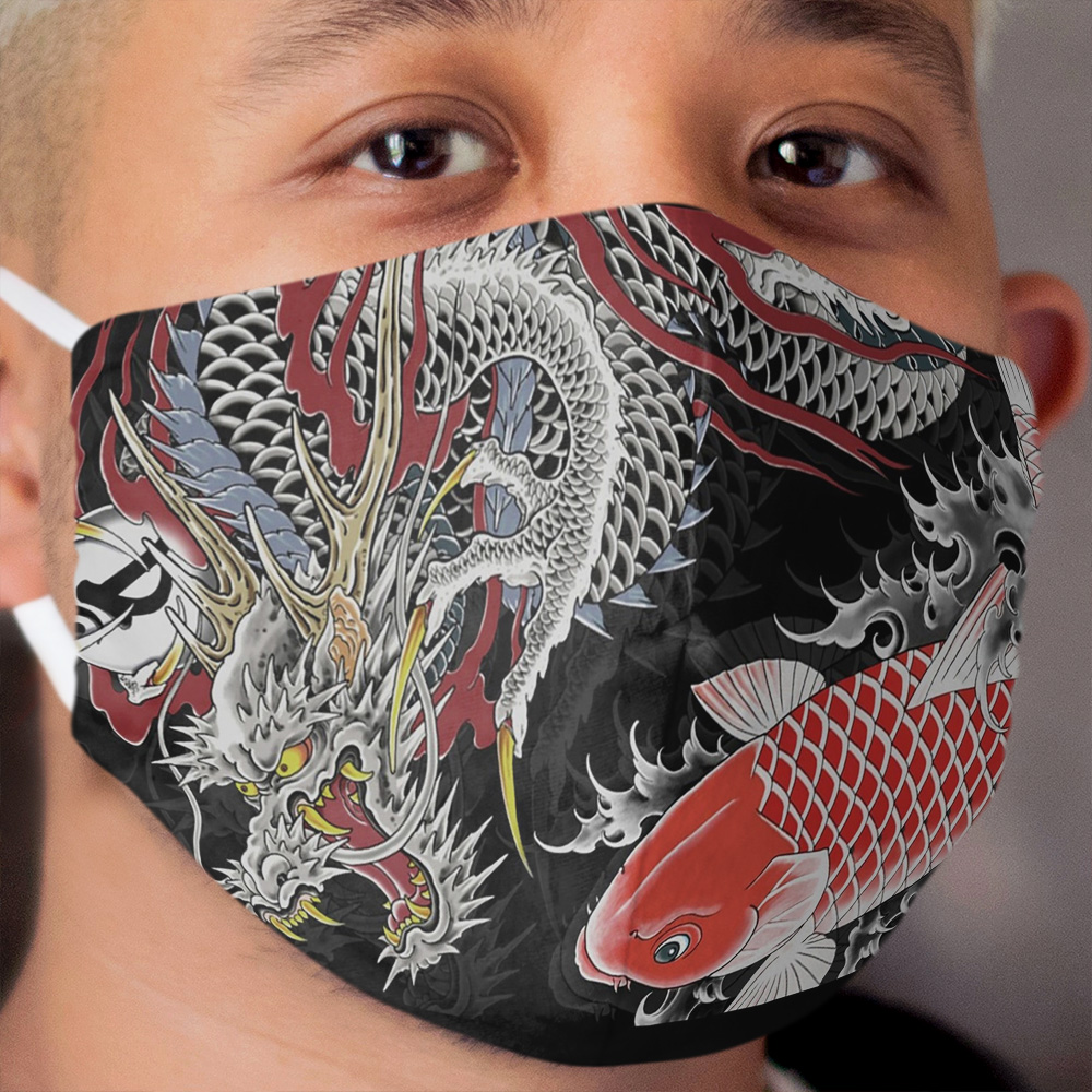 Koi and Dragon Tattoo kiryu and Nishiki Cloth Face Mask