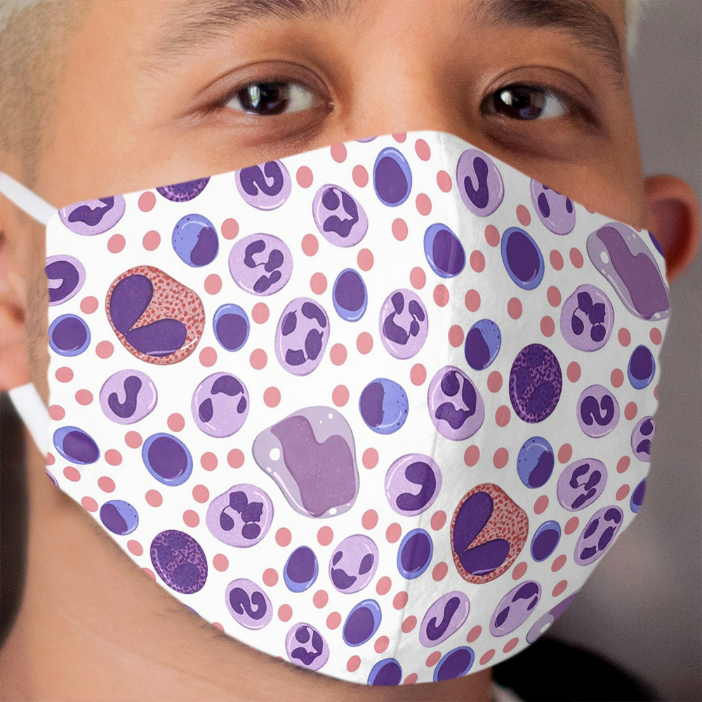 Large White Blood Cell Pattern Cloth Face Mask