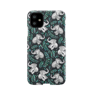 Laughing Baby Elephants & Emerald And Turquoise Phone Case